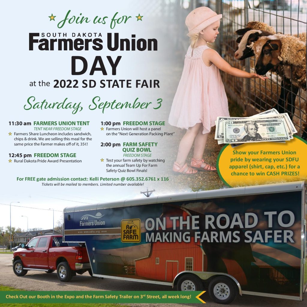 171027 Sd Farmers Union Farmers Union Day State Fair Ad 2022 Page 001